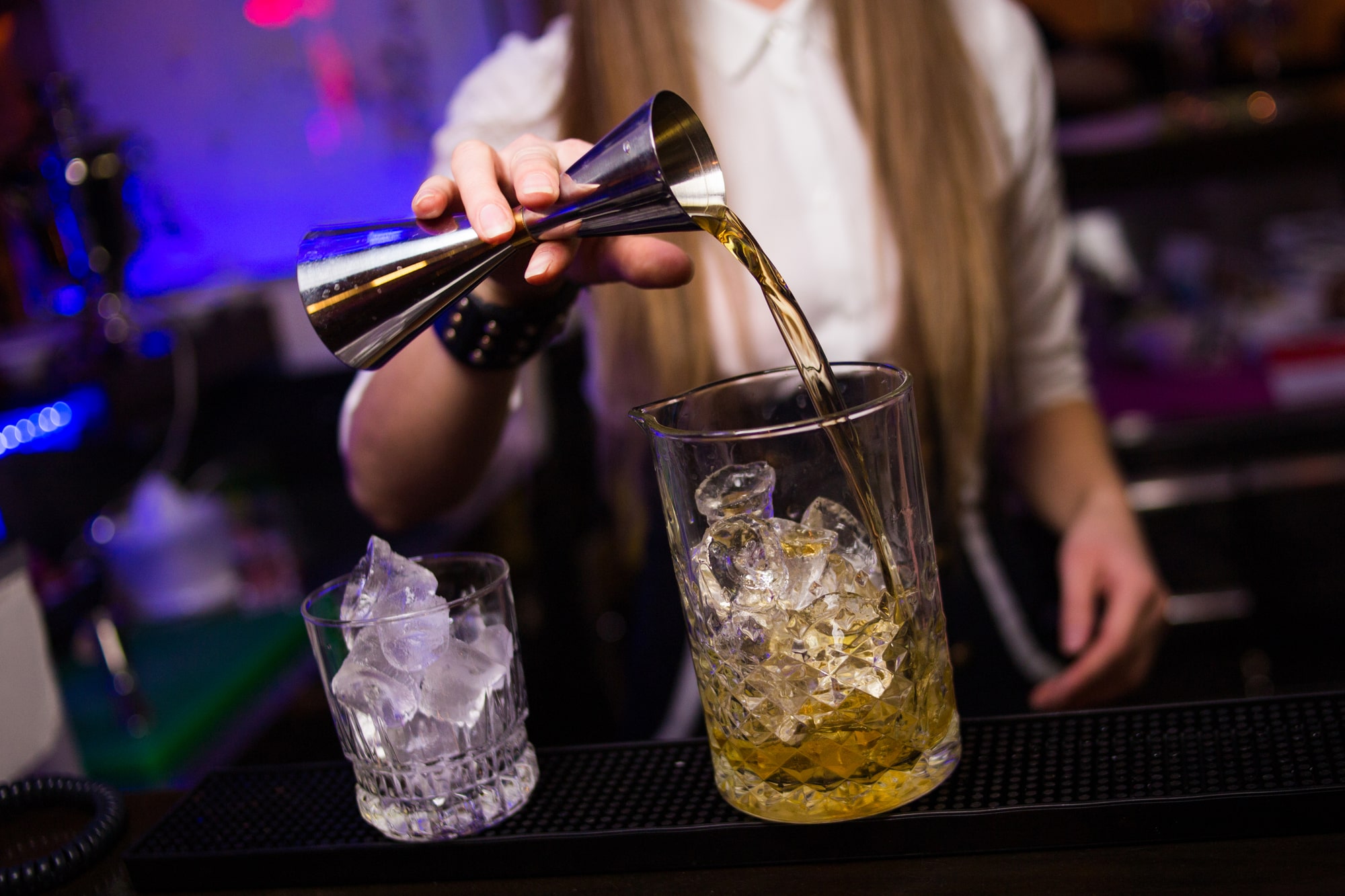 Bartender making cocktail